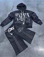 Ensemble de survêtement Crucial Dreams, veste à capuche noire, short, fermeture éclair sur toute la longueur, streetwear, unisexe adulte, polyester léger, printemps