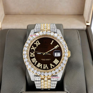 Reloj de moissanita con busto hecho a mano 100%, reloj de moissanita helado estilo hip hop, reloj de diamantes de lujo de proveedor indio - Product Image 1