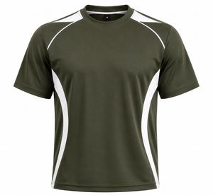 T-shirt Sportif Homme Col Rond Manches Courtes Séchage Rapide Coupe Droite 100% Polyester Tricoté Écologique Motif Géométrique Devant Marron Blanc - Product Image 2