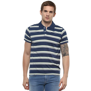 เสื้อโปโลสำหรับผู้ชายลายทางเข้ารูปเสื้อยืดแฟชั่นแขนสั้นออกแบบได้ตามต้องการ - Product Image 1