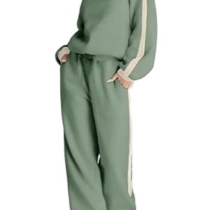 Tenues 2 pièces décontractées à motif solide pour femmes ensembles assortis de salon en polaire d'hiver survêtement à blocs de couleurs - Product Image 5