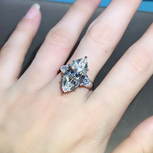 Marquise <b>Diamond</b> Engagement <b>Ring</b> Prong 4 Carat Lab-Grown Wedding 14k Eternity Vermeil Party Anniversary Gift - Product Image 3