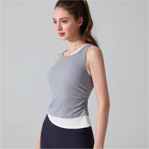 Camiseta sin mangas acanalada para mujer, chaleco deportivo transpirable de secado rápido, camisola deportiva elástica para yoga y correr - Product Image 4