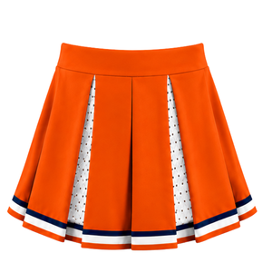 Jupe plissée pour femmes, orange, blanche et bleu marine, taille haute, pour cheerleading, performance sportive, danse et uniforme de cheerleading - Product Image 2