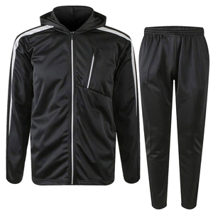Wholesale Custom Premium Men's Breathable Solid <b>Polyester</b> <b>Tracksuit</b> Set Zipper Hooded Jacket Trousers Ultra High Quality - Product Image 1