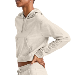 Fashion <b>Crop</b> <b>Top</b> Hoodies For Modern Wardrobe With Rib Knit Finish And Adjustable Drawstring For Comfy Fit Knitted Fabric Autumn - Product Image 3
