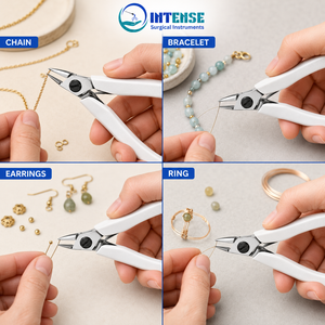 Pince coupante de précision professionnelle pour bijoux, en acier inoxydable, outil de coupe à plat avec poignée ergonomique blanche - Product Image 6