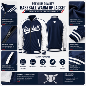 Custom Baseball <b>Warm</b> Full Zip Team Training <b>Jacket</b> Anti-Bacterial <b>Fleece</b> Front Winter Sublimated OEM ODM Performance - Product Image 3