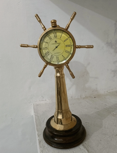Brass Nautical <b>Ship</b> <b>Wheel</b> Clock Antique Brass Marine Steering <b>Wheel</b> Desk Clock Art Deco Maritime Decor - Product Image 1