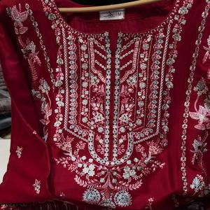 Embroidered Pure Lawn Cotton Indian Pakistani <b>Women</b> Wear Straight <b>Kurta</b> Salwar Kameez Muslim Dress Summer Collection - Product Image 3
