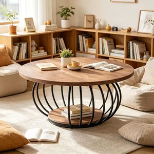 Tavolini Rustici Fatti a Mano Convertibili in Tavoli da Caffè per Arredamento Casa, Tavolini con Piedini Regolabili per Soggiorno - Product Image 1