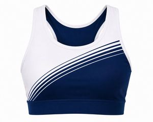 Women's Racerback Sports <b>Bra</b> <b>Blue</b> White High Support Athletic Wear Quick Dry Breathable Eco-Friendly U-NECK - Product Image 5