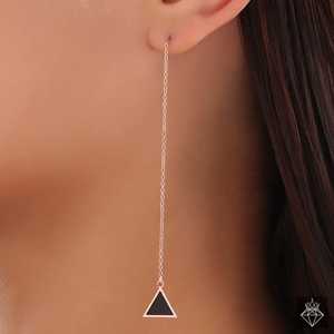 PRAO Triangle Noir Émail Fil Danglers Boucles D'oreilles À La Mode - Product Image 2