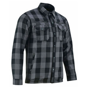 Men Plaid Flannel <b>Shirt</b> Long Sleeve Knitted Cotton Casual Workwear <b>Motorcycle</b> Riding Outerwear - Product Image 1