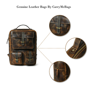 Hot-Selling Wholesale Genuine <b>Leather</b> <b>Large</b> Capacity Trendy <b>Backpack</b> Bag for Travel - Product Image 6