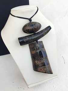 Buffalo Horn <b>Statement</b> <b>Necklace</b> Ethically Sourced Adjustable - Product Image 2