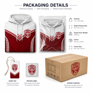 Sudadera con Capucha Unisex con Estampado Geométrico Rojo y Blanco, Impresión por Sublimación, Protección UV UPF 50, Chaqueta para Adultos - Product Image 6