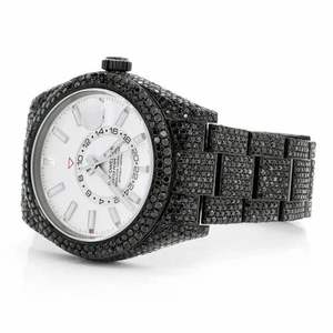Luxury Iced Out Moissanite <b>Watch</b> <b>Black</b> Automatic Mechanical Diamond Bust Down Hip Hop Stainless Steel Wristwatch - Product Image 5