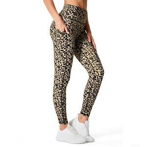 High Waist Leopard Print <b>Leggings</b> <b>Women</b> Full Length Seamless Knitted Sporty Yoga Pants Stretch Breathable <b>Compression</b> Activewear - Product Image 2