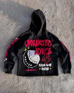 Sudadera con capucha de algodón grueso de alta calidad, estilo vintage, con cremallera completa, personalizada OEM - Product Image 2