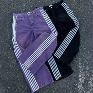 Jeans de Mezclilla para Hombre, Corte Holgado, Cintura Alta, Impermeables, de Secado Rápido, Estilo Hip Hop, con Bolsillos Cargo, Lavados, para Otoño - Product Image 5