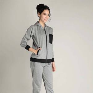Conjunto Deportivo de Invierno para Mujer, Talla Grande, Color Sólido, 100% Algodón, Sudadera con Capucha y Pantalones Jogger de Dos Piezas - Product Image 3