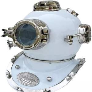 Soluciones de Embalaje Creativas, Casco Náutico de Buceo de Latón Vintage |   Casco Decorativo de Barco Marítimo |   18'' Blanco - Product Image 1