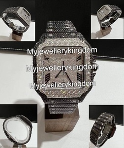 Reloj de Diamante Moissanite Negro Cuadrado VVS1, Reloj Unisex de Lujo Estilo Hip Hop con Resistencia al Agua de 10 Bares - Product Image 1