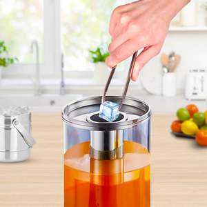 Dual Ice Cylinder 3L Stainless Steel Beverage Dispenser Durable Hot Cold <b>Water</b> <b>Jug</b> for Tea Juice Co-Premium Drink Container - Product Image 4