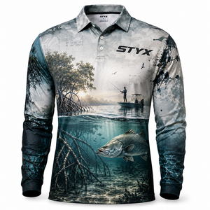 Polyester Fishing Shirt <b>Hoodie</b> UPF50+ Quick Dry Custom Long Sleeve Sublimation UV Protection Sunwear OEM ODM Wholesale - Product Image 2