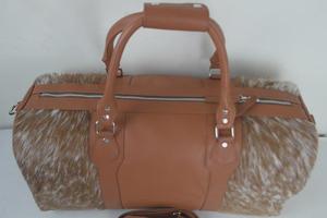 Sac de voyage en cuir de vachette véritable vintage avec fermeture éclair, portable, multifonction, unisexe, pour week-end, grand format, léger - Product Image 4
