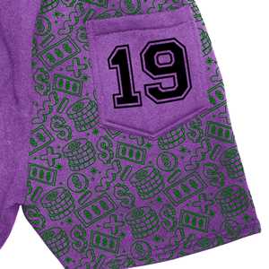 Pantalones Cortos Personalizados para Hombre con Estampado Gráfico, Estilo Urbano, Color Morado, Proveedor Mayorista OEM, Fabricante al por Mayor - Product Image 5