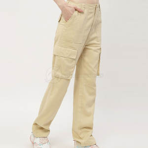 Pantalon cargo décontracté pour femme, taille mi-haute, en toile 100% coton, imperméable, séchage rapide, respirant, hiver, devant plat, teint uni, personnalisable - Product Image 2