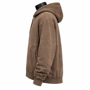 Sweat à capuche personnalisé pour homme en coton doux, effet délavé, cordon de serrage réglable, coupe décontractée, poche kangourou - Product Image 3