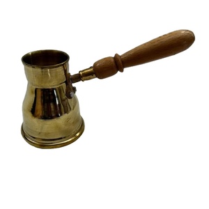 Cafetière turque en laiton et bois faite à la main avec poignée, vaisselle, tasse à café, décoration de table pour la maison, la cuisine, le restaurant, l'hôtel, les fêtes - Product Image 1