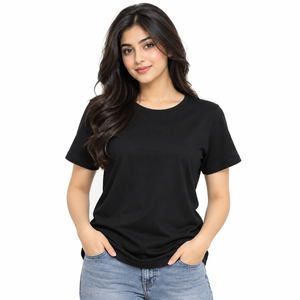 Camiseta con Cuello Redondo, Diseño Único, Manga Corta, Ecológica, Venta al Por Mayor, Informal, para Mujer, Estampado a Cuadros, Corte Ajustado - Product Image 1
