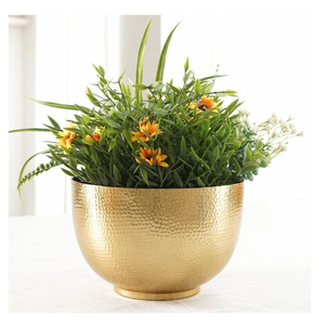 Ensemble de 3 pots de fleurs modernes en métal doré martelé à la main, décoration festive pour l'intérieur, pour table ou espace de vie, jardin - Product Image 4