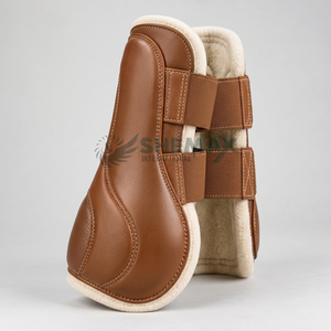 Bottes de brossage pour jambes de cheval durables, conçues avec des intérieurs rembourrés, fermeture sécurisée et ajustement confortable pour les chevaux actifs. - Product Image 4
