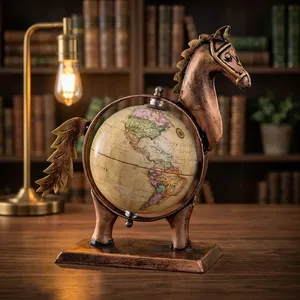 Escultura Decorativa de Metal Vintage con Forma de Caballo y Globo Terráqueo para Mesa, Decoración para el Hogar, Oficina, Dormitorio y Sala de Estar - Product Image 3