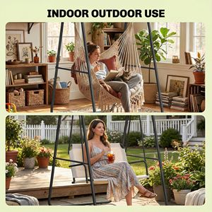 Supporto a Forma di A in Acciaio Resistente per Appendere Amache e Sedie a Uovo, Carico Massimo 150 kg, Colore Nero - Product Image 6