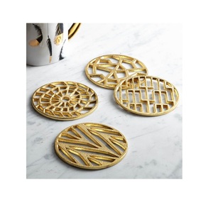 Juego de posavasos metálicos de lujo para mesa de comedor, protección para vasos de bebidas, para el hogar, cocina, bar. - Product Image 1