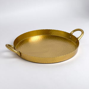 Bandeja Decorativa Redonda de Metal con Diseño Martillado para Servir, Bandeja de Metal Martillado para Mesa de Comedor, Cocina y Hogar - Product Image 2