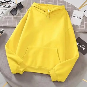เสื้อฮู้ดสีกรมท่าแบบยูนิเซ็กซ์ ทรงโอเวอร์ไซส์ แขนปกติ สีพื้น มีกระเป๋า สวมใส่สบายๆ สำหรับฤดูใบไม้ร่วง ผ้าถักเฟรนช์เทอร์รี่ รุ่น 2027 - Product Image 2