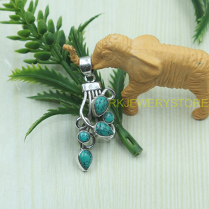 Colgante de Plata de Ley 925 con Turquesa Natural, Joyería Boho Vintage Hecha a Mano, Regalo para Mujer, Diseño Artesanal Único - Product Image 2