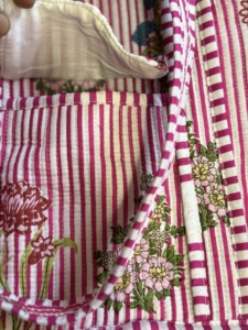 Sac fourre-tout en coton brodé rayé rose, style bohème, fermeture à fermoir, sac de shopping - Product Image 4
