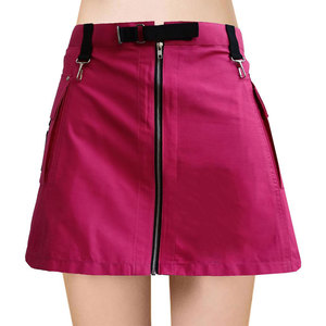 Jupe utilitaire rose vif pour femme avec fermeture éclair et poches sur le devant, kilt écossais pour femme - Product Image 2