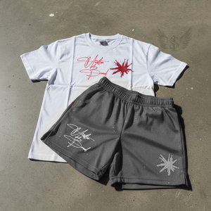 New Design Washed <b>T</b>-shirt Set Men's Sportswear Two-piece Tshirt Short Distressed Edges Men's Custom Shorts Set - Product Image 2