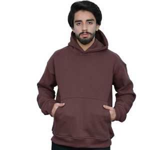 Sudadera con Capucha para Hombre, 100% Algodón, Estilo Casual, Color Marrón Oscuro, con Estampado Puff, Premium, Suave, Talla Grande - Product Image 6