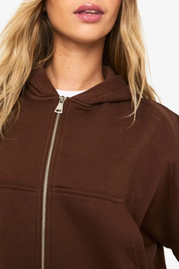 Heavyweight Oversized Drop Shoulder Full <b>Zip</b> <b>Up</b> <b>Cropped</b> Women's Hoodies Casual Wear Custom DTF Printed Logo Ladies <b>Hoodie</b> - Product Image 5