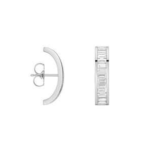 <b>Ear</b> Climber Earrings Channel Set Wholesale Baguette Cut Lab Grown Diamond 14K Gold 925 <b>Silver</b> 16.5mm Arc Rockefeller Curved Pair - Product Image 3